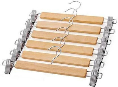 COA Wooden Hangers Pack of 6 With 2 Metal Adjustable Clips Wooden Coat Pack of 6 Hangers For  Coat(Beige)