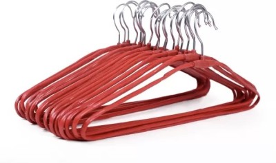 Lashkara Pack of 10 Anti-Slip Plastic coated Hangers with Steel Body and Rotating Hook Steel Shirt Pack of 10 Hangers For  Shirt(Red)