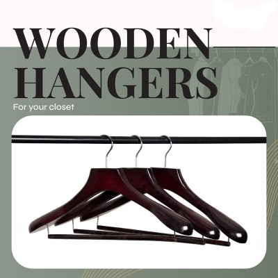 HangitNow BSC2701 Wooden Coat Pack of 3 Hangers For  Coat(Brown)