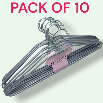 treback Grey hangers pack of 10 heavy rust proof hangers for clothes Steel Shirt Pack of 10 Hangers For  Shirt(Grey)