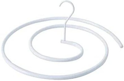 swabs Multifunctional Round Rotating Spiral Shaped Heavy Duty Space Saving Hanger Steel Saree Hanger For  Saree(White)