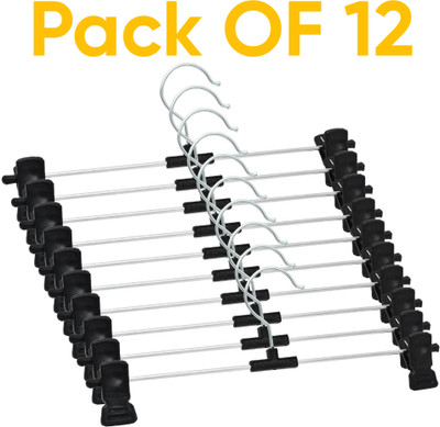 maaz industry plastic clip hanger Steel Trousers Pack of 12 Hangers For  Trousers(Black)