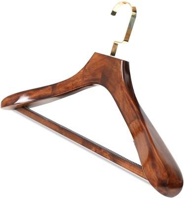 LEOPAX Luxury Wooden Suit Hangers with 360° Swivel Hook Glossy Finish Extra-Wide Hanger Wooden Coat Hanger For  Coat(Brown)