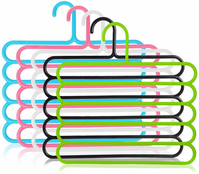YOKOTEN Enterprise 5 Layer Plastic Multipurpose Clothes Hanger, (MULTI Colour) Plastic Shirt Pack of 5 Hangers For  Shirt(Multicolor)
