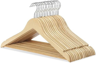 Vyhangum Unbreakable Plastic Wooden Look Cloth Hanger Plastic Trousers Pack of 24 Hangers For  Trousers(Beige)