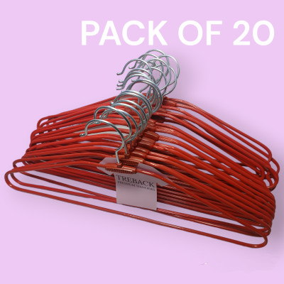 treback Hangers for clothes plastic coating pack of 20 shirt, jeans, dress hanger Steel Shirt Pack of 20 Hangers For  Shirt(Red)