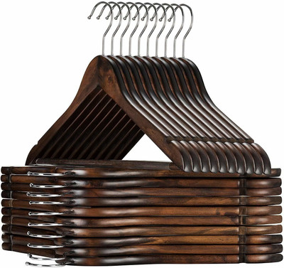 MT BROTHERS M T BROTHERS - WALNUT Wooden Hanger with 360° Swivel Hook Wooden Coat Pack of 8 Hangers For  Coat(Brown)