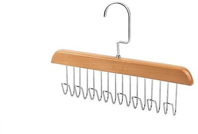 AADIVY 8 Hook Hanger Wood Tie and Belt Hanger - Space-Saving Wooden Scarf Pack of 2 Hangers For  Scarf(Black)