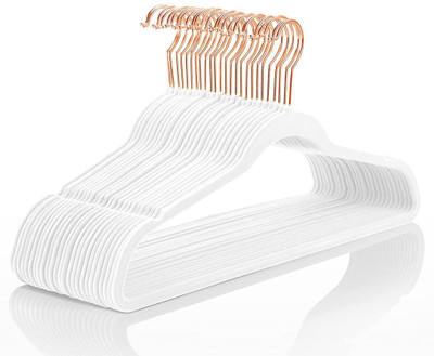 SHOPIVAAN Premium Non-Slip Velvet Hangers for Clothes Hanging | 360° Non-Slip & Heavy Duty Plastic Shirt Pack of 50 Hangers For  Shirt(White)