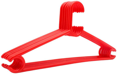 GRAND MART Red Plastic Clothes Hangers – Lightweight, Durable, Non-Slip, Set of 6 Plastic Dress Pack of 6 Hangers For  Dress(Red)