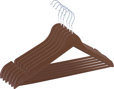 KUBER INDUSTRIES Durable Coat and Clothes Hangers With 360 Degree Swivel Hook|Pack of 6 (Brown) Plastic Dress Pack of 6 Hangers For  Dress(Brown)