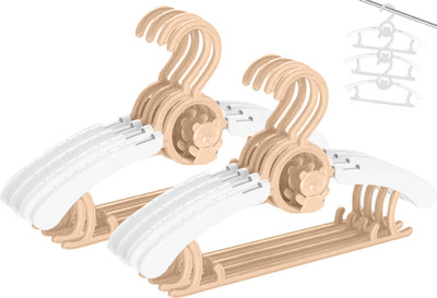 Zaeori Baby Cloth Hangers Extendable Infant Pant Hooks for Newborn Clothing Plastic Shirt Pack of 8 Hangers For  Shirt(Brown)