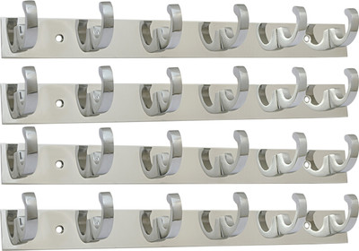 james U Shape 6 Pin Glossy Hooks S.Steel Bathroom Cloth Hooks/Hanger/Key Holder. Steel Dress Pack of 4 Hangers For  Dress(Silver)