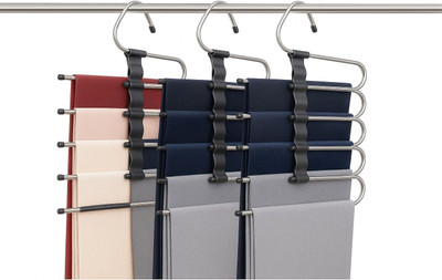 QUALITY-99 5 in 1 Stainless Steel Foldable Hangers Steel Saree Pack of 3 Hangers For  Saree(Black)