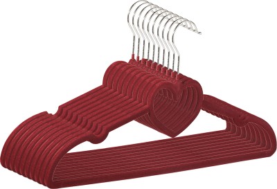 KUBER INDUSTRIES 10 Pcs Hanger for Clothes | Sarees & Dress Hanger for Wardrobe | HD-2-RD | Red Plastic Dress Pack of 10 Hangers For  Dress(Red)