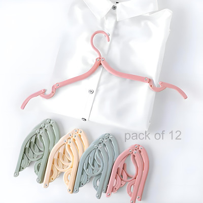 ALEXHUBS Folding and Adjustable Plastic Durable Hanger Plastic Shirt Pack of 12 Hangers For  Shirt(Multicolor)