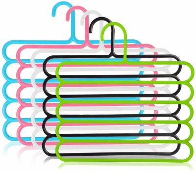 dust n shine Plastic 5 Layer Multipurpose Clothes Hanger Plastic Dress Pack of 5 Hangers For  Dress(Multicolor)