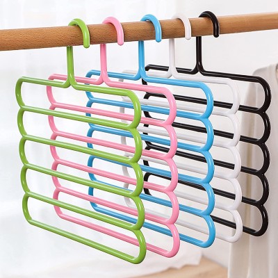 Aibzi Plastic Pack of 5 Hangers For Trousers (Multicolor) Plastic Tie Pack of 5 Hangers For  Tie(Multicolor)