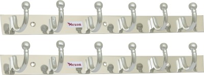 MEXON ROUND U Shape 6 Pin Glossy Hooks Stainless Steel Bathroom Cloth Hooks / Hanger / Key Holder / Door Wall Robe Hooks Rail for Hanging Keys, Clothes, Towel Hook Rail Eco Friendly Stainless Steel Aluminium Dress Pack of 2 Hangers For  Dress(Silver)