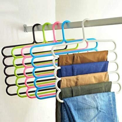 DNkitch High Quality 5 Layer Multi-Layer Hangers for Clothes Wardrobe Organizer Plastic Saree Pack of 5 Hangers For  Saree(Multicolor)
