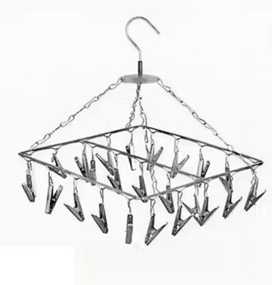 KOGENT ENTERPRISES 25 CLIP STAINLESS STEEL CLOTH DRYER CLOTH DRYING STAND HANGER CLIP FOR CLOTH Steel Tie Hanger For  Tie(Silver)