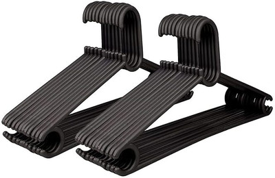 Flipkart SmartBuy Plastic Hangers Heavy Duty Dry Wet Clothesl|Dress|Saree Clothes Hanging Plastic Shirt Pack of 12 Hangers For  Shirt(Black)