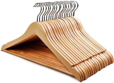 KAMAL INTERIORS Solid Wood Garment Hangers with Non-Slip Bar and Precisely Cut Notches Wooden Coat Pack of 6 Hangers For  Coat(Beige)