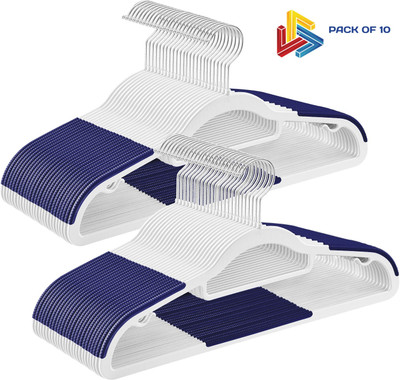 LIGER BLINDS Plastic Hangers Heavy Duty Clothes Hangers With Non-Slip Pads Space Saving Plastic Shirt Pack of 10 Hangers For  Shirt(Blue, White)