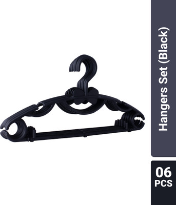 Flipkart SmartBuy Clothes Plastic Shirt Pack of 6 Hangers For  Shirt(Black)