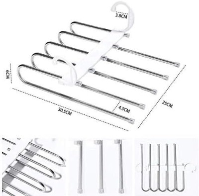 Reliable Creation 5 in 1 Stainless Steel Foldable Hangers for Clothes Hanging Plastic Shirt Hanger For  Shirt(White)