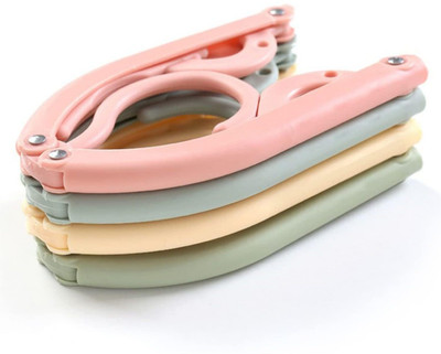 TOPHAVEN Portable Folding Clothes Hangers Travel Accessories Plastic Dress Pack of 4 Hangers For  Dress