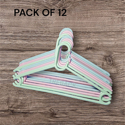 treback Hangers for clothes plastic hanger pack of 12 Plastic Dress Pack of 12 Hangers For  Dress(Multicolor)