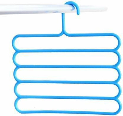 YOKOTEN Enterprise 2 Pieces Multi-Purpose 5 Layer Pants Clothes Hanger Wardrobe Storage Organizer Plastic Shirt Pack of 5 Hangers For  Shirt(Multicolor)