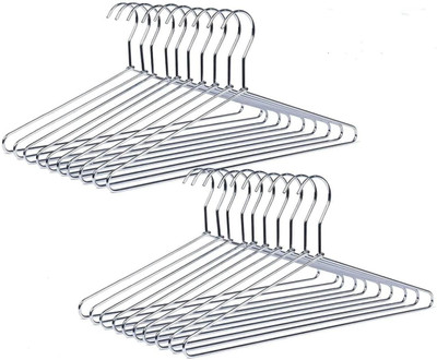 tenco Stainless Ultra & Durable Cloth Hanger Color Steel Dress Pack of 24 Hangers For  Dress(Steel)
