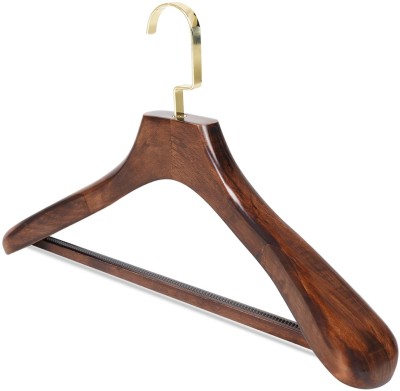 ADA Wooden Wide Shoulder Hangers, 360° Swivel Hook Suit Hangers with Non-Slip Bar Wooden Coat Hanger For  Coat(Brown)