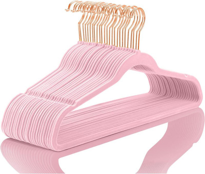 SHOPIVAAN Premium Non-Slip Velvet Hangers for Clothes Hanging | 360° Non-Slip & Heavy Duty Plastic Shirt Pack of 10 Hangers For  Shirt(Pink)