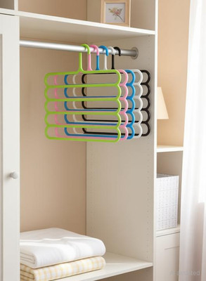 cr enterprise 5 Pcs Multipurpose 5 Layer Hanger For Shirts , Ties , Pants , Jeans , T-Shirt , Sarees , Suits Space Saving hanger, Cupboard Organiser, Strong - Closet Organizer Closet Organizer Accessories Organizer, Regular Organizer