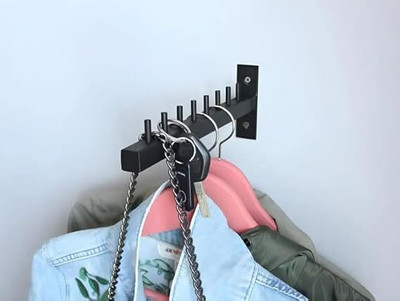 jayvac Wall Mount Long Hanger – Space-Saving Clothes Hanging Bar for Garments Steel Shirt Hanger For  Shirt(Black)