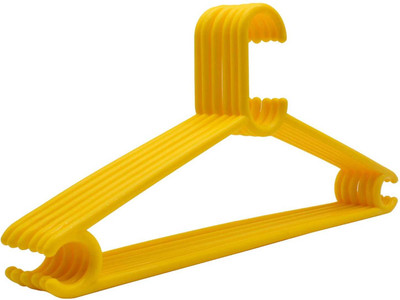 GRAND MART Yellow Plastic Clothes Hangers – Lightweight, Durable, Non-Slip, Set of 6 Plastic Dress Pack of 6 Hangers For  Dress