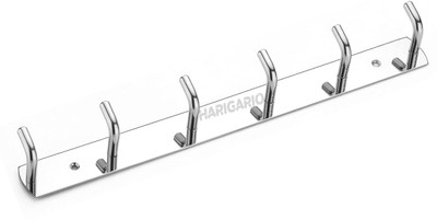 Harigario Harigario Wall Mounted Double Hook Hanger Set (Matte Chrome Finish,) Steel Dress Hanger For  Dress(Silver)