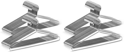 tenco Stainless Steel Ultra & Durable Cloth Clip Hanger Sliver & Black Color Steel Dress Pack of 24 Hangers For  Dress(Steel, Black)