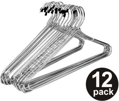 NkHanger Ultra Thin Metal Space Saving Clothing Hanger Steel Shirt Pack of 12 Hangers For  Shirt(Steel)