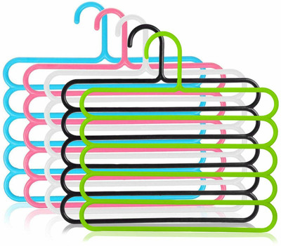 belldial 5 Layer Multi-Layer Hangers (Pack of 10 Pc) Closet Organizer Plastic Trousers Pack of 10 Hangers For  Trousers(Multicolor)
