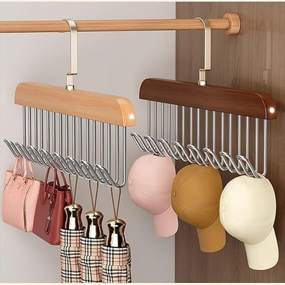PAL CREATION Wooden Hanger for Clothes Hanging 8 Hook Adjustable Clothes Hanger (Pack of 1) Hook 8(Pack of 1)