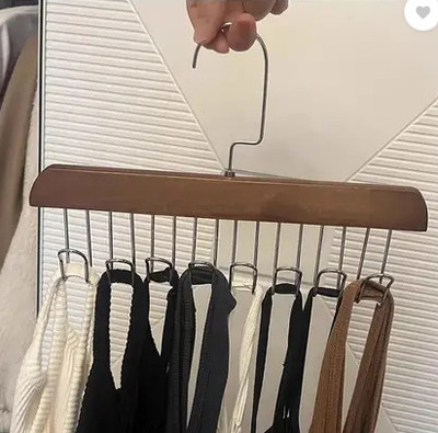 SHOAMSHREE Space Saving 8 Hooks Wooden hanger Bag Hanging Hook Hangers Wooden Belt Hanger Wooden Belt Hanger For  Belt(Brown)