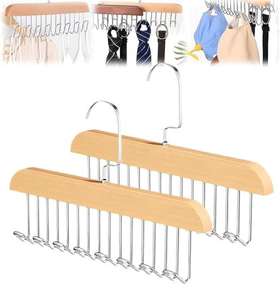 SAREJA Wooden Hanger for Clothes, Hook Adjustable Clothes Hanger pack of 2 Wooden Scarf Pack of 2 Hangers For  Scarf(Multicolor)