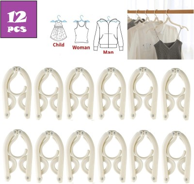 ZURU BUNCH Multipurpose Non Slip Portable Folding Hanger for Clothes Travel Dress Wardrobe Plastic Dress Pack of 2 Hangers For  Dress(White)