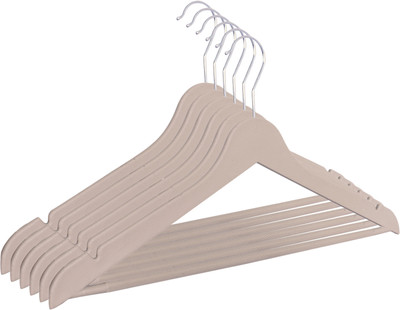 KUBER INDUSTRIES Durable Coat and Clothes Hangers With 360 Degree Swivel Hook|Pack of 6 (Cream) Plastic Dress Pack of 6 Hangers For  Dress