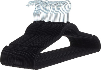 XBEY Velvet Hangers,Non Slip Notched with Rose Gold Hook Coat/Suit Hangers Aluminium Shirt Pack of 12 Hangers For  Shirt(Black)