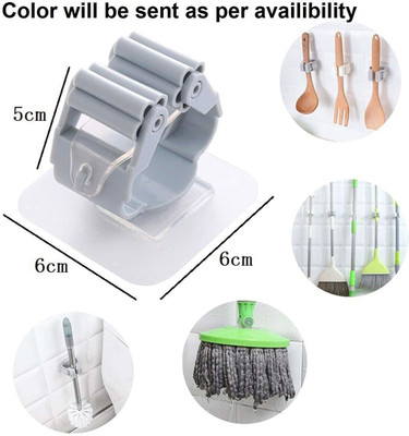 SJK Multicolor Plastic Broom Holder(6 Holders)